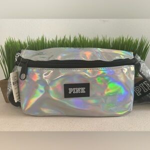 PINK NWT by Victoria’s Secret Iridescent Silver Waist Bag